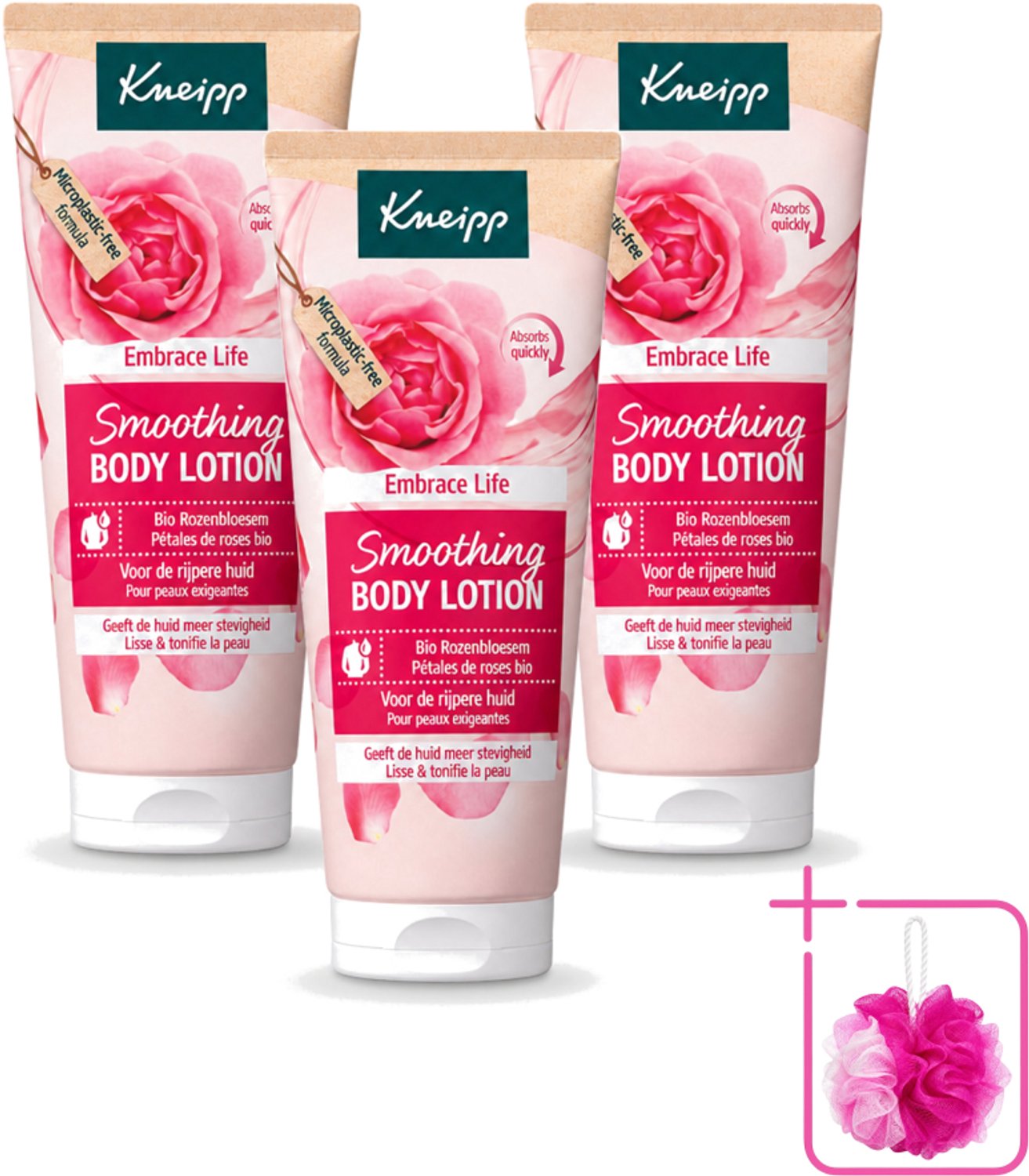 3 x Kneipp - Body lotion - Embrace Life - Anti‑Aging verzorging - 200 ml - Bulkverpakking - Anti-aging bodylotion - Douchemop - Huidverzorging