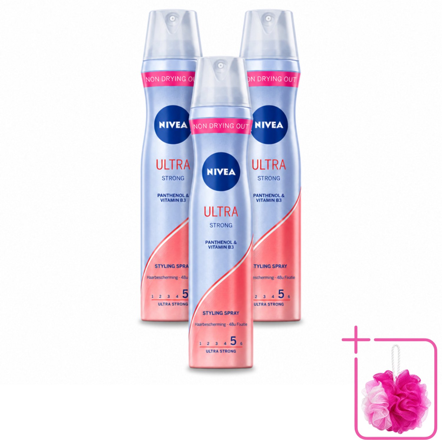 3 x Nivea - Haarspray - Ultra Strong - 250 ml - Bulkverpakking - Haarspray - Douchemop - Haarkleur