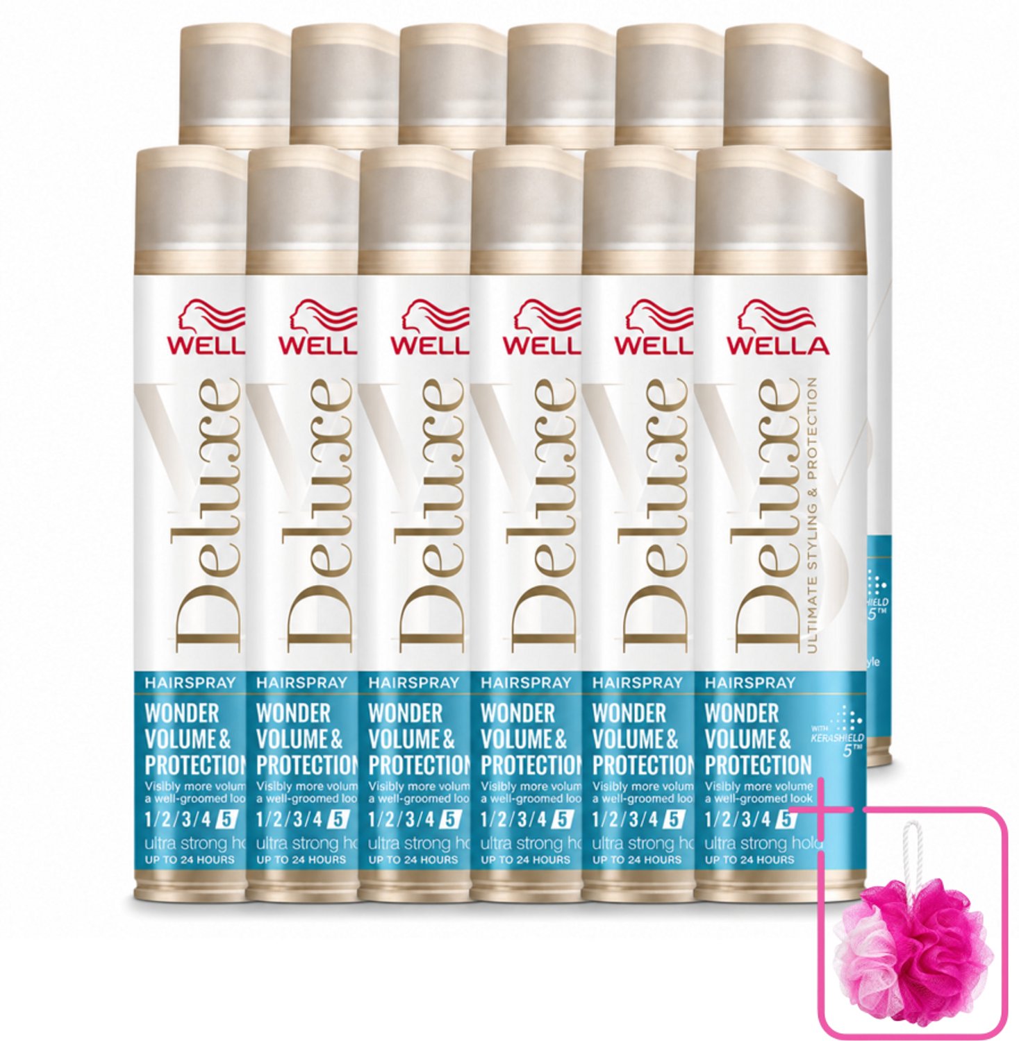 12 x Wella – Deluxe Volume & Protection – Haarspray – 250 ml - Bulkverpakking - Haarspray - Douchemop - Volume