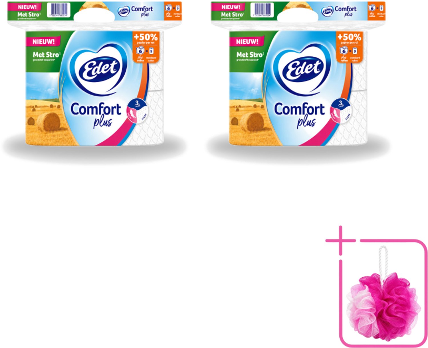 2 x Edet – Toiletpapier – 3-Laags - Bulkverpakking - Toiletpapier - Stro