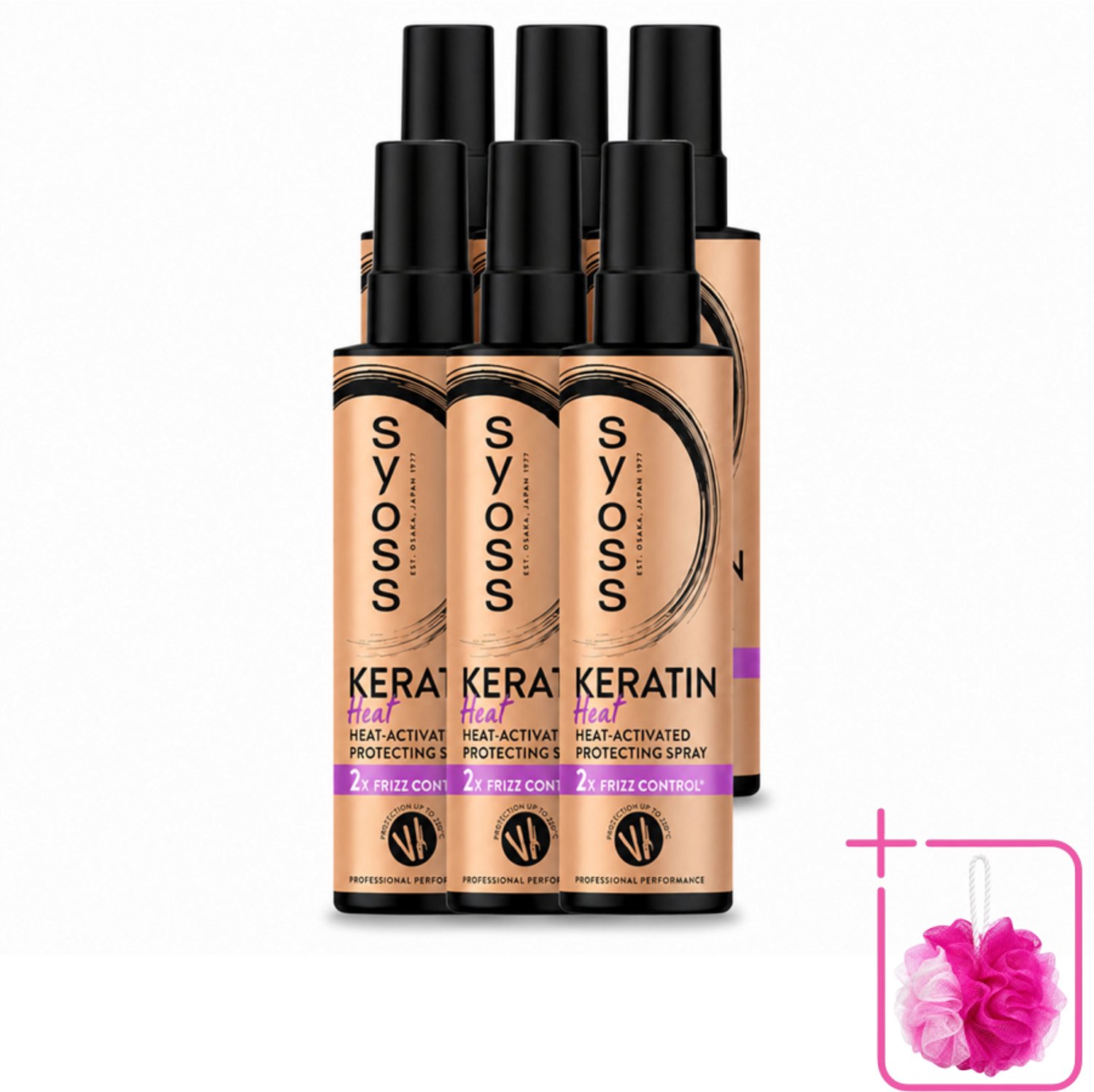 6 x Syoss - Keratin - Heatprotection Spray - Tot 220°C Bescherming - 200 ml - Bulkverpakking - Hittebescherming haar - Douchemop - Keratine spray