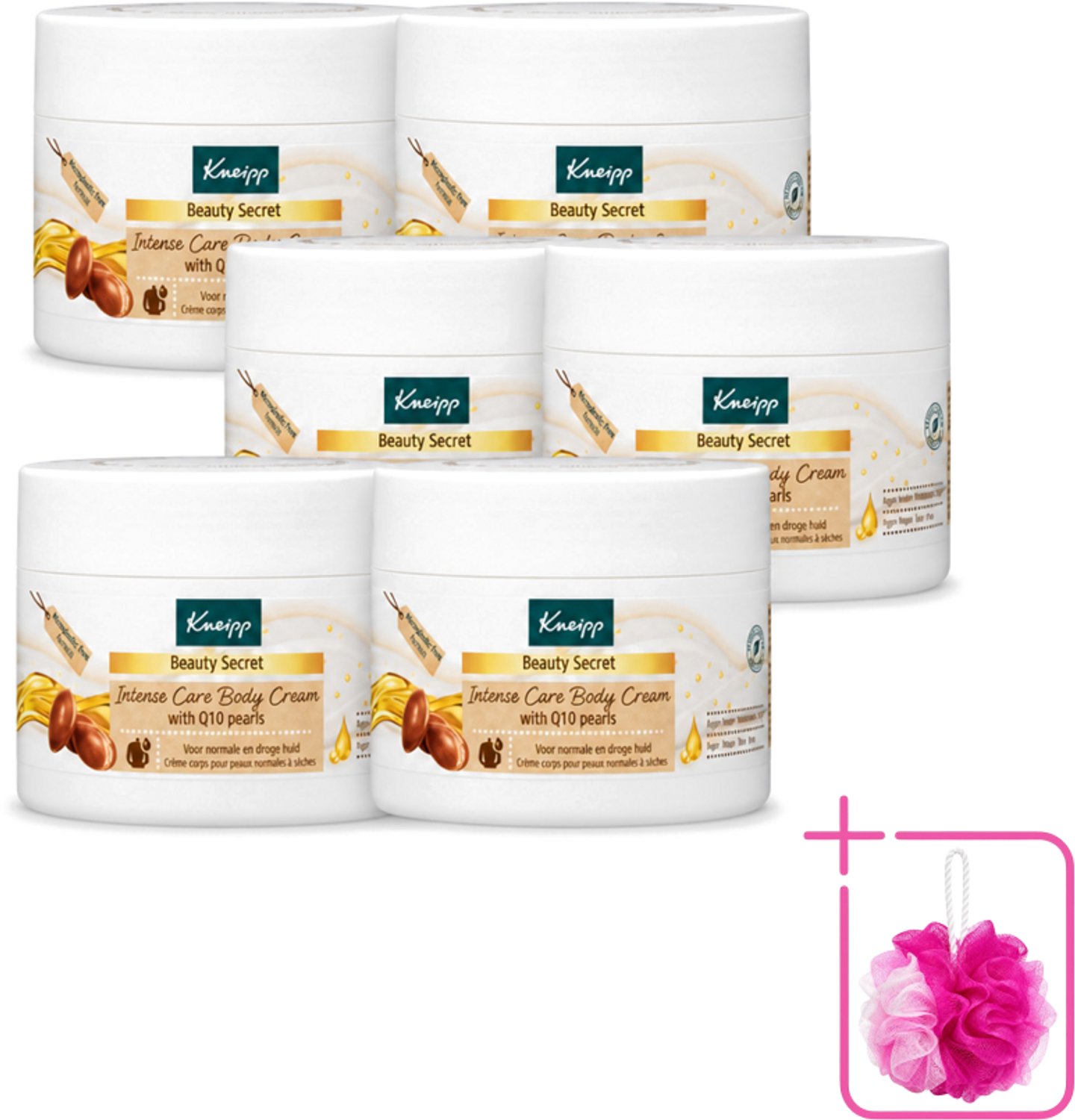 6 x Kneipp - Body crème - Beauty Secret - Met Q10 parels - 200 ml - Bulkverpakking - Beauty secret - Douchemop - Huid verzorging