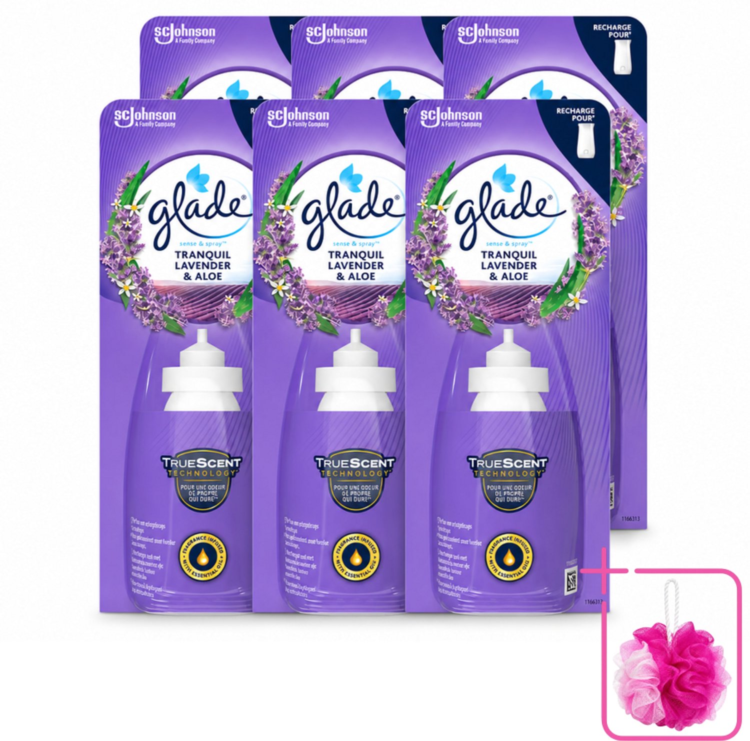 6 x Glade - Sense & Spray Navulling - Tranquil Lavender & Aloë - 18 ml - Bulkverpakking - Geur - Douchemop - Rust