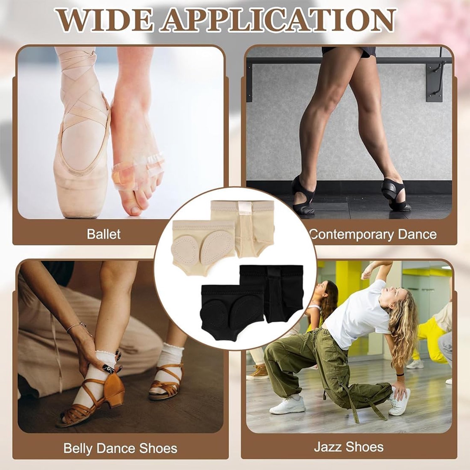 2 paar dansvoetwarmers, paar dans, voetwarmers, antislip, teenbescherming, teenkussens, antislip dansvoeten, balletsokken