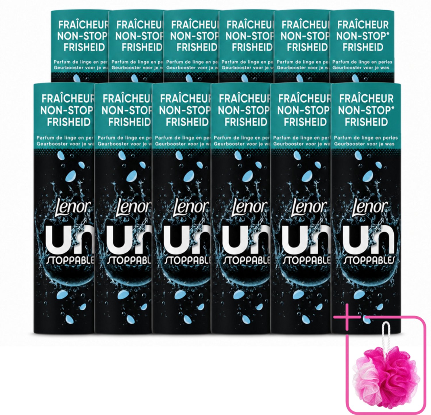 12 x Lenor Unstoppables - Geurbooster - Fris - Non-Stop Frisheid - 19 Wasbeurten - Bulkverpakking - Geurbooster - Douchemop - Frisheid