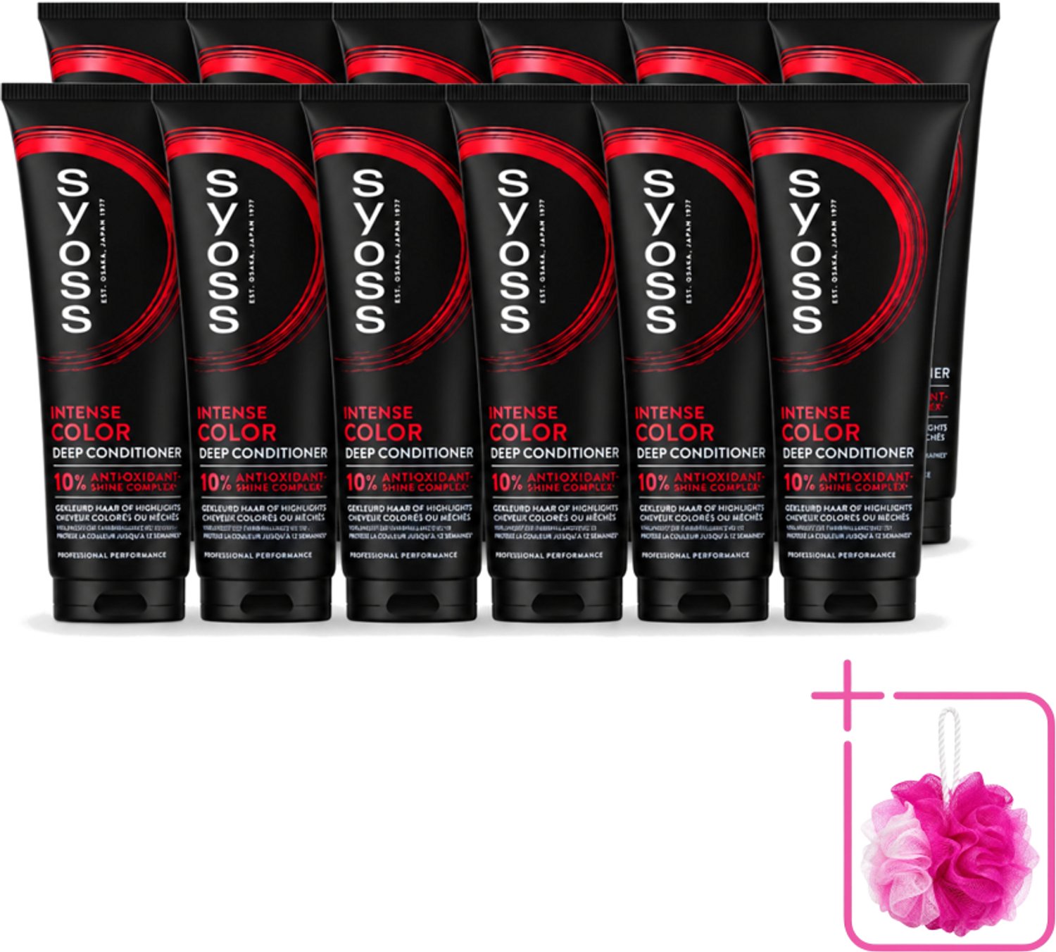 12 x Syoss - Intense Color - Deep Conditioner - Kleurbehoud tot 12 Weken - 250 ml - Bulkverpakking - Kleurbehoud - Douchemop - Gekleurd haar