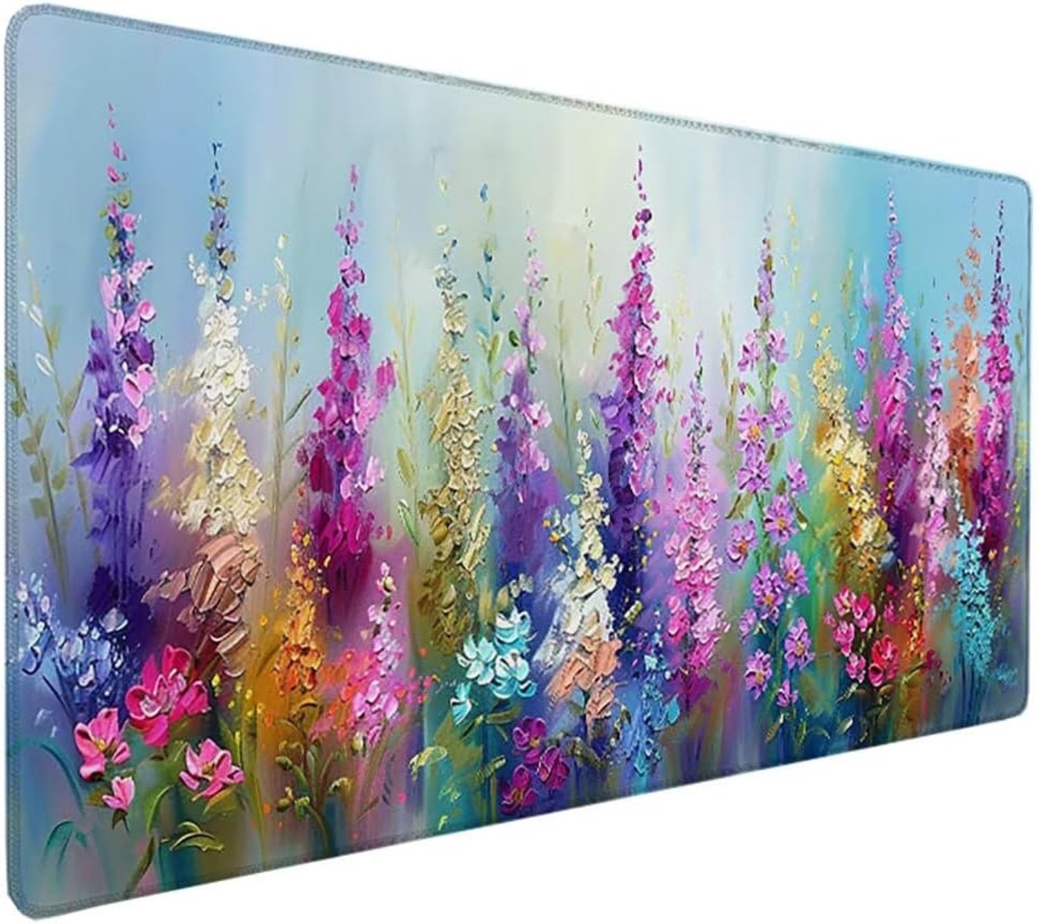 Muismat 1200 x 600 x 3 mm verdikte zachte comfortabele gaming-muismat, blauwe bloem antislip rubberen basis waterdicht glad oppervlak duurzame gestikte randen muismatten voor gaming kantoor