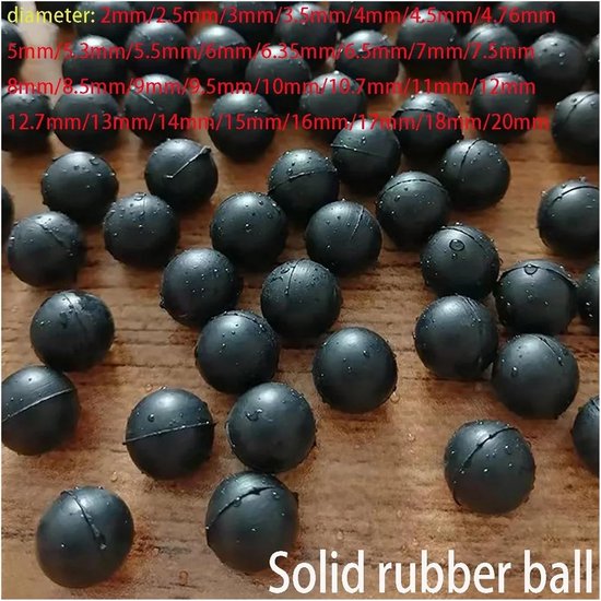 50 stuks diameter 1/2/2,5/3/3,5/4/4,5/5/5,5/6/6,5~30 mm massief rubberen bal zwarte ronde slijtvaste terugslagklep(20mm) — afbeelding 2