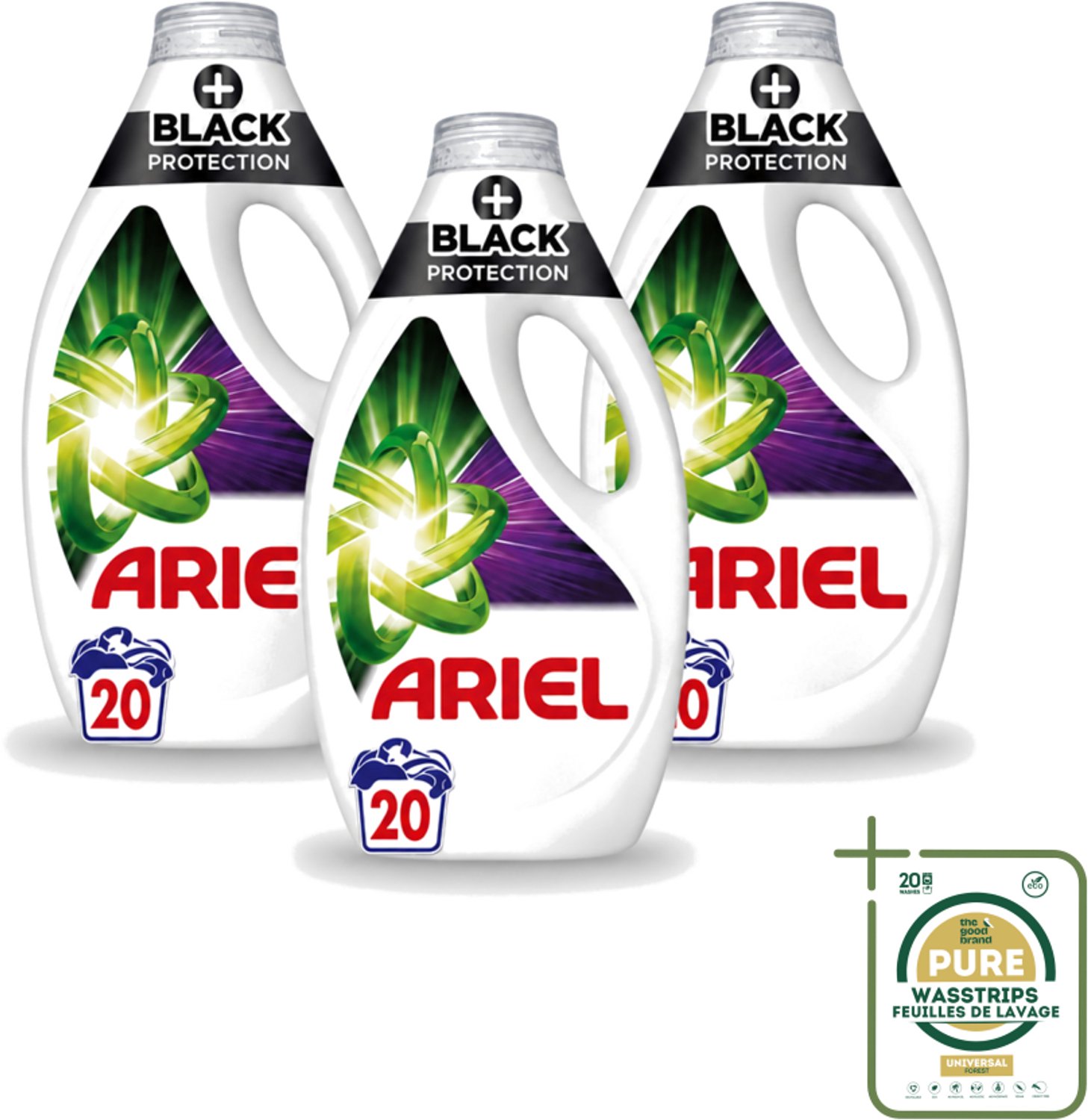 3 x Ariel – +Revita Black – Vloeibaar Wasmiddel – 900 ml - Wasstrips - Donkere Was - Kleurbescherming - Vlekverwijdering - Cools Wasmiddel - Zwarte Kleding Beschermen