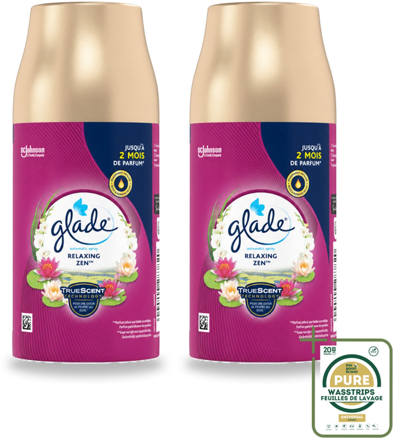 2 x Glade - Navulling Automatische Spray - Relaxing Zen - 269 ml - Luchtverfrisser - Ontspannende Geur - Automatische Spray - Geur In Huis - Geur In Badkamer