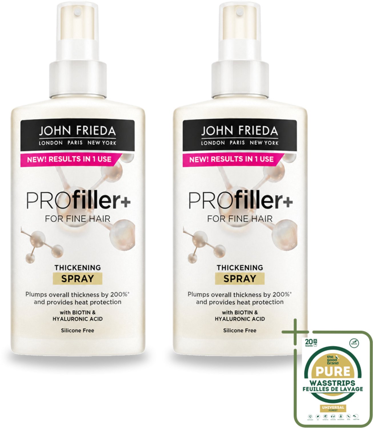 2 x John Frieda – Spray – PROfiller+ Thickening – Verdikkend en versterkend – 150 ml - Haar Verdikken - Haar Versterken - Haar Volume - Haar Hold - Haar Structuur