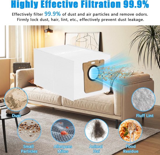12 stuks stofzuigerzakken Compatibel met Xiaomi X10+, X20+, X10/X20 Plus, stofzuigerzak Accessoires Compatibel met Dreame L10s Pro Ultra Heat, L20 Ultra, L10s Ultra, filterzakken voor robotstofzuiger — afbeelding 4