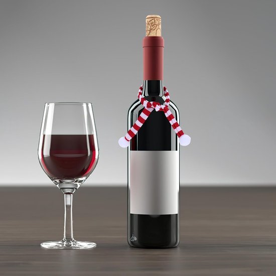 10 Stuks Delige Mini Kerst Sjaals Rood-wit Gestreept Zachte Veelzijdige DIY Decoratie voor Wijnflessen Poppen Feestaccessoires — afbeelding 2