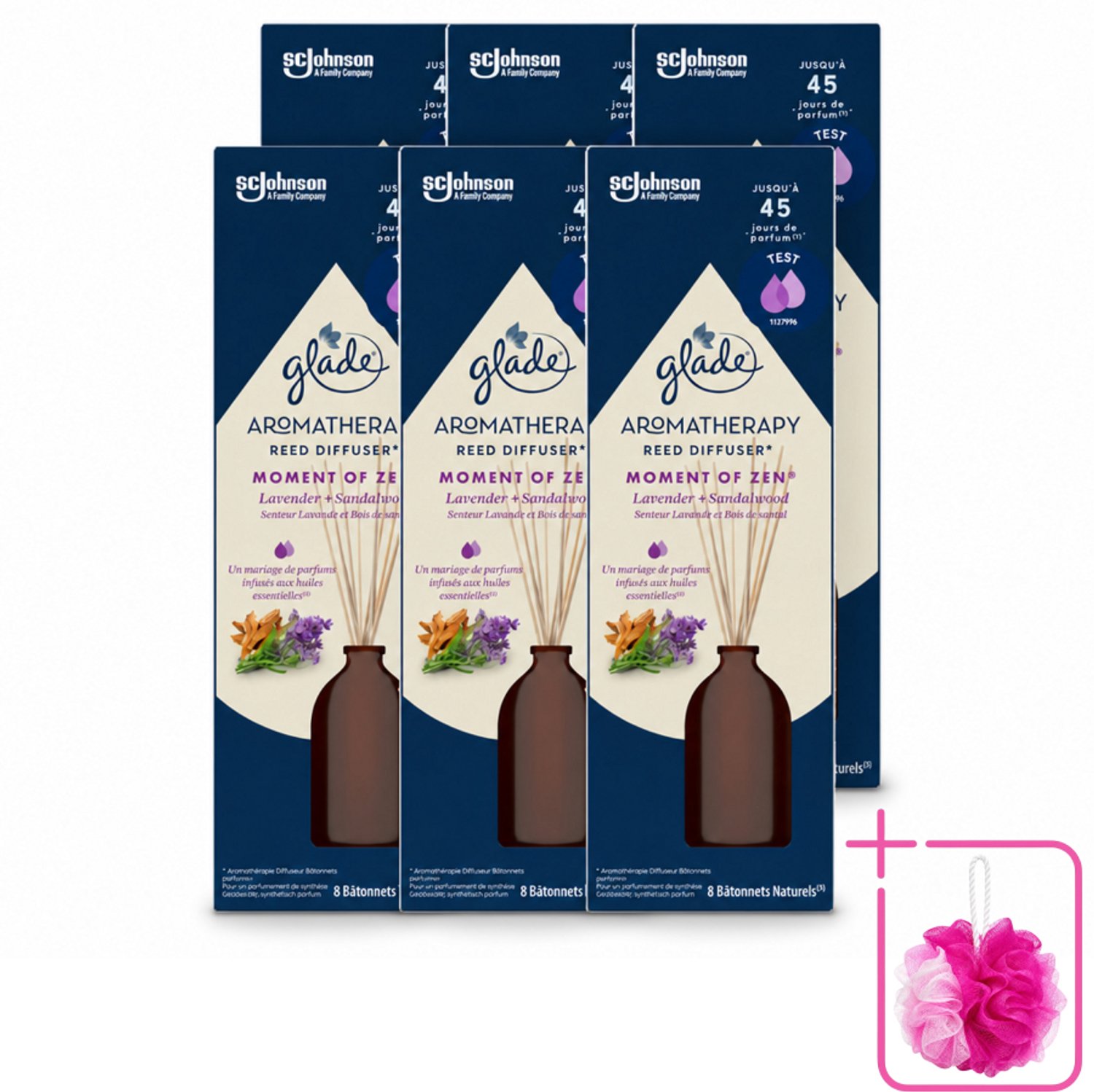 6 x Glade - Geurstokjes Moment van Zen - Aromatherapie Geurverspreiding - 80 ml - Bulkverpakking - Geurstokjes - Douchemop - Aromatherapie