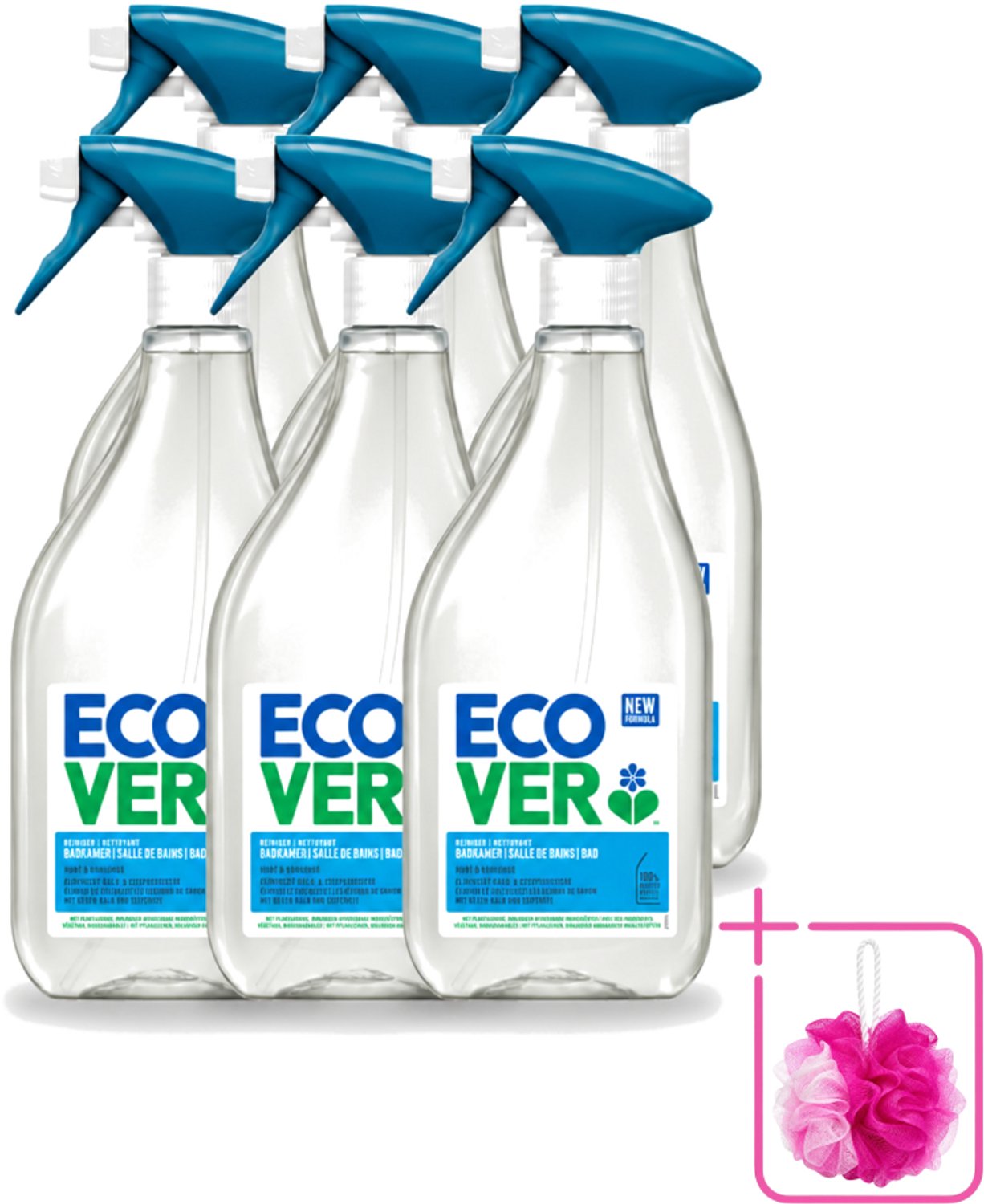 6 x Ecover - Badkamerreiniger - Munt & Komkommer - 500 ml - Bulkverpakking - Badkamerreiniger - Douchemop - Kalkverwijdering