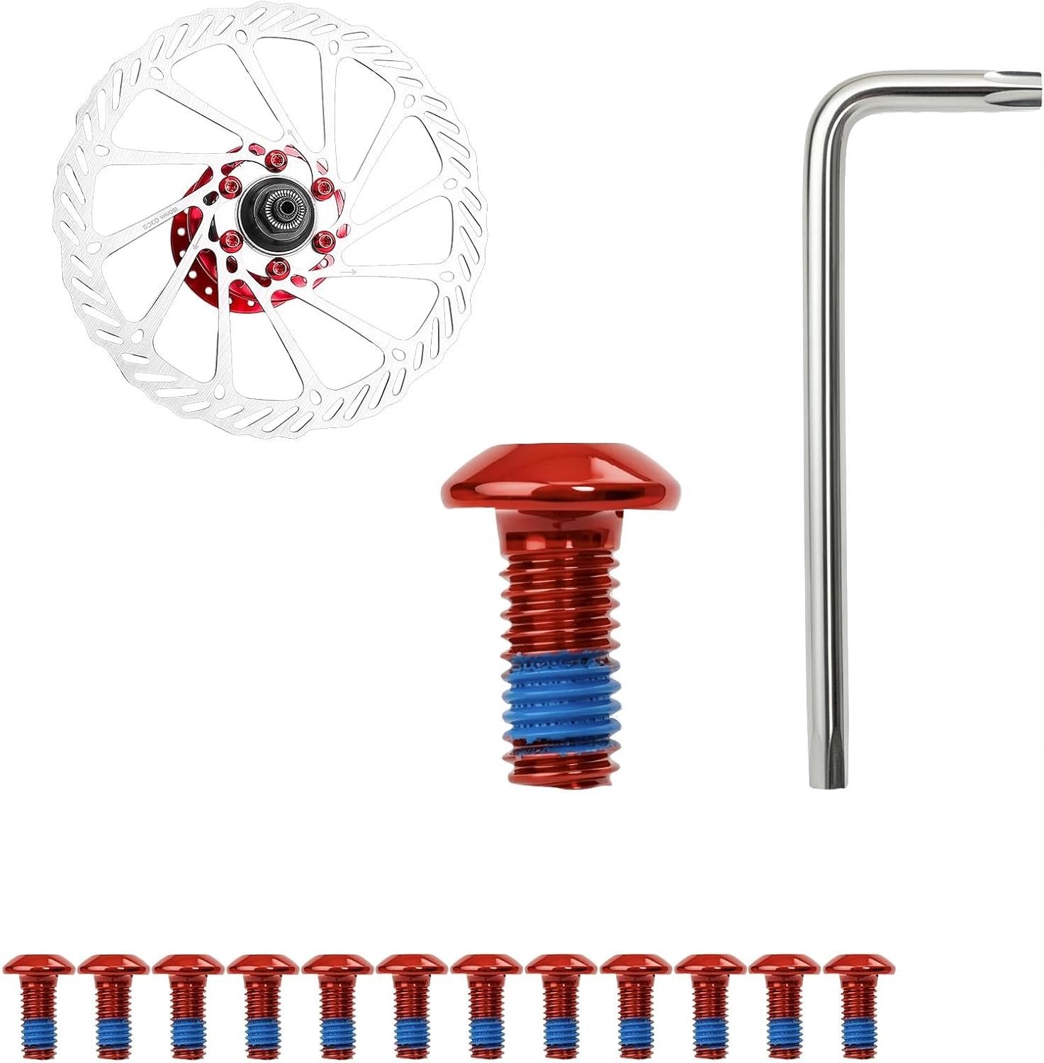 12 stuks fiets remschijven schroef M5 × 10 mm, rood - ShopVlot
