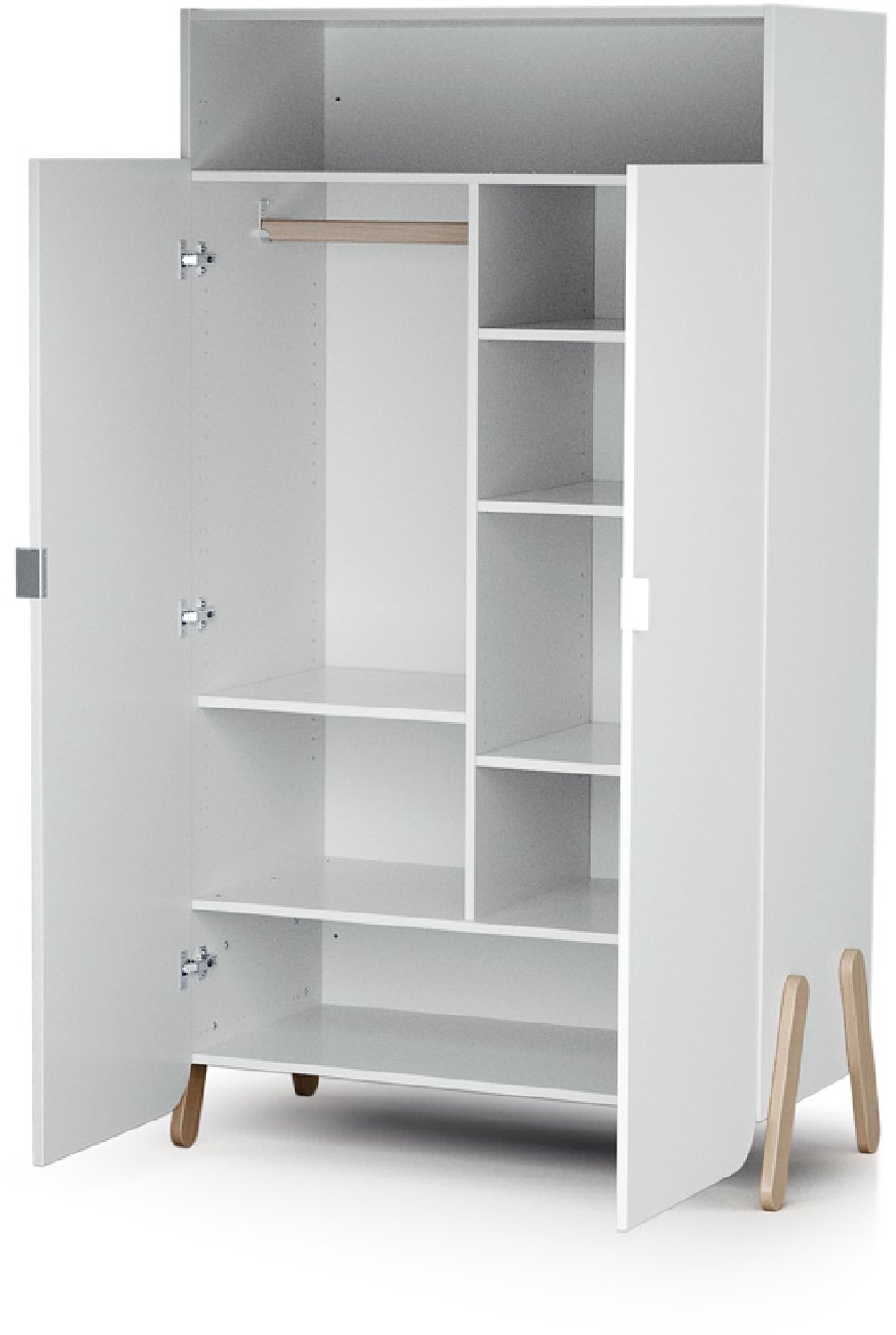 WEBABY - 2-deurs kinderkledingkast PIRATE in hout Wit en Beuken 100 x 50 x 176 cm