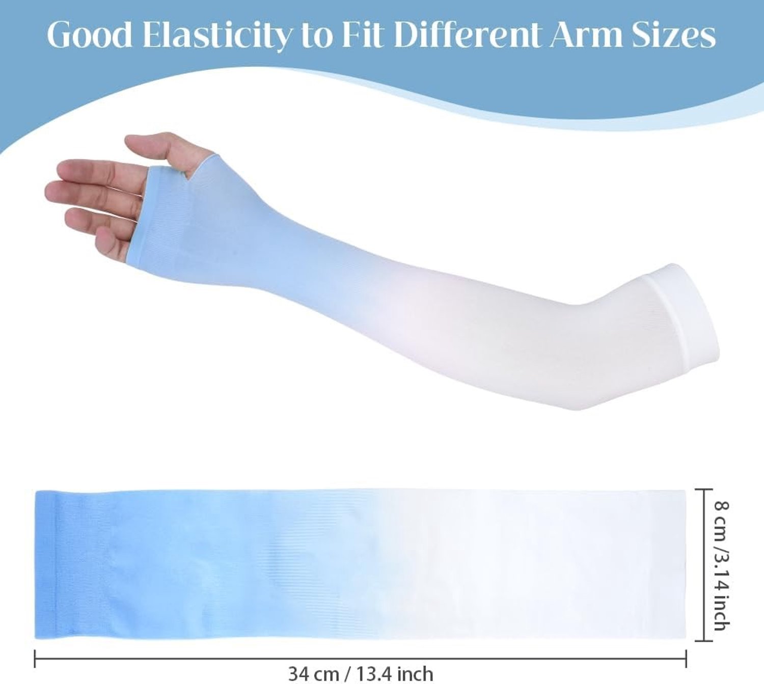 Sport Arm Mouwen - Zwart/Groen/Blauw - 34 cm - Ademend UV Beschermende Mouwen - Voor Buitenactiviteiten