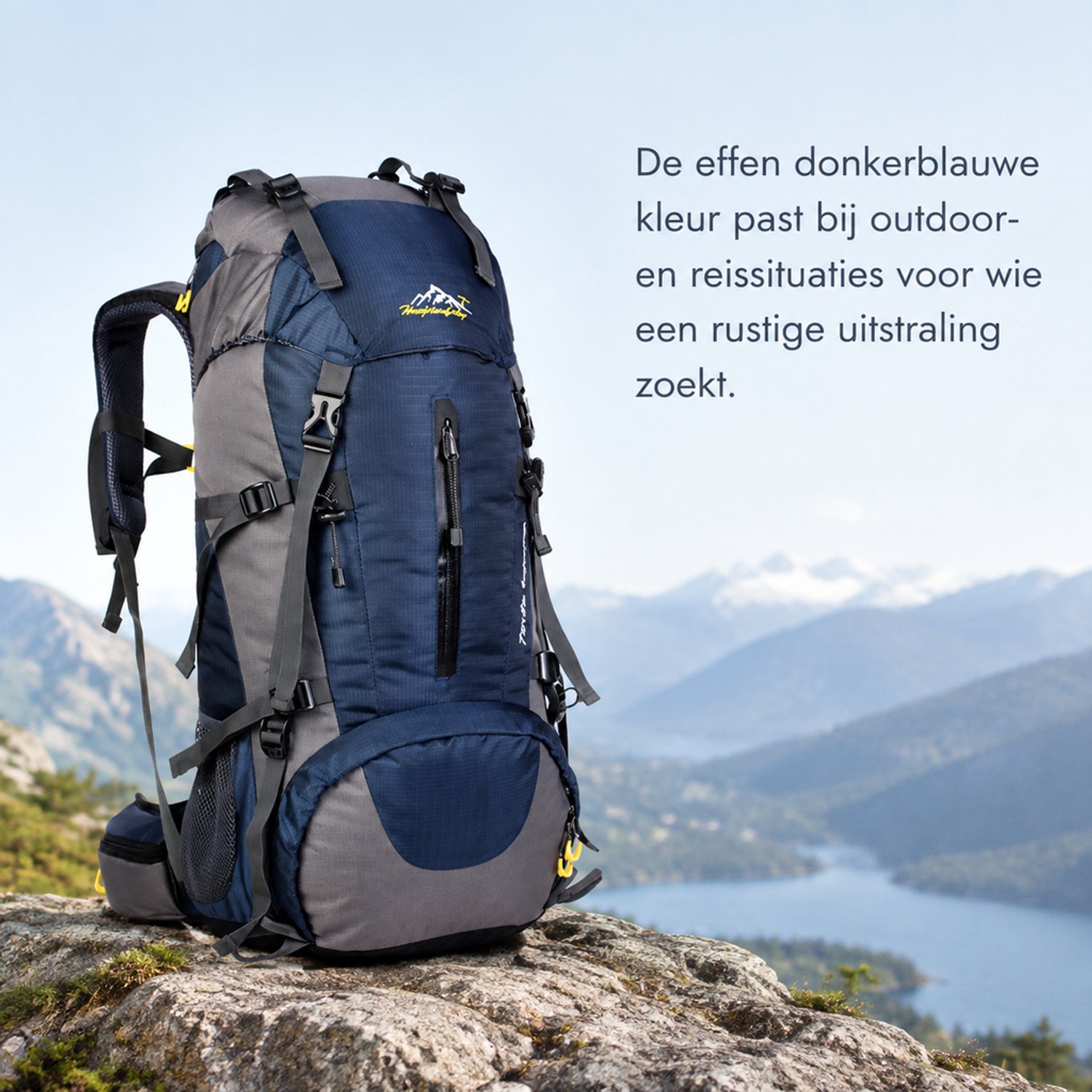 Rugzak - 45+5L - effen donkerblauw - voor outdoor en reizen