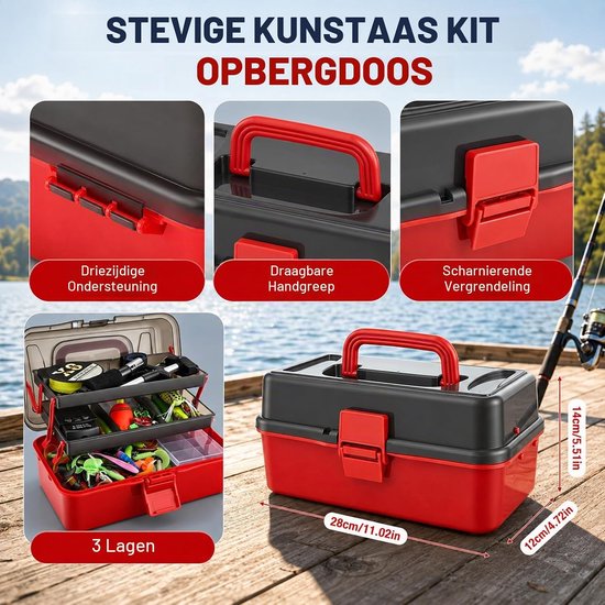 680 stuks visspullen set, gemengd vissersaas kit met aashaken vistang visschaal voor snoek, forel, baars, 3-laagse viskoffer geschikte visuitrusting compleet voor beginners en professionals — afbeelding 2