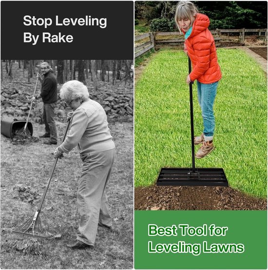 Grasnivelleerder - Zwart - 25 x 75 cm - Roestvrij Staal met Verstelbare Handgreep - Voor Tuinen en Golfbanen — afbeelding 4