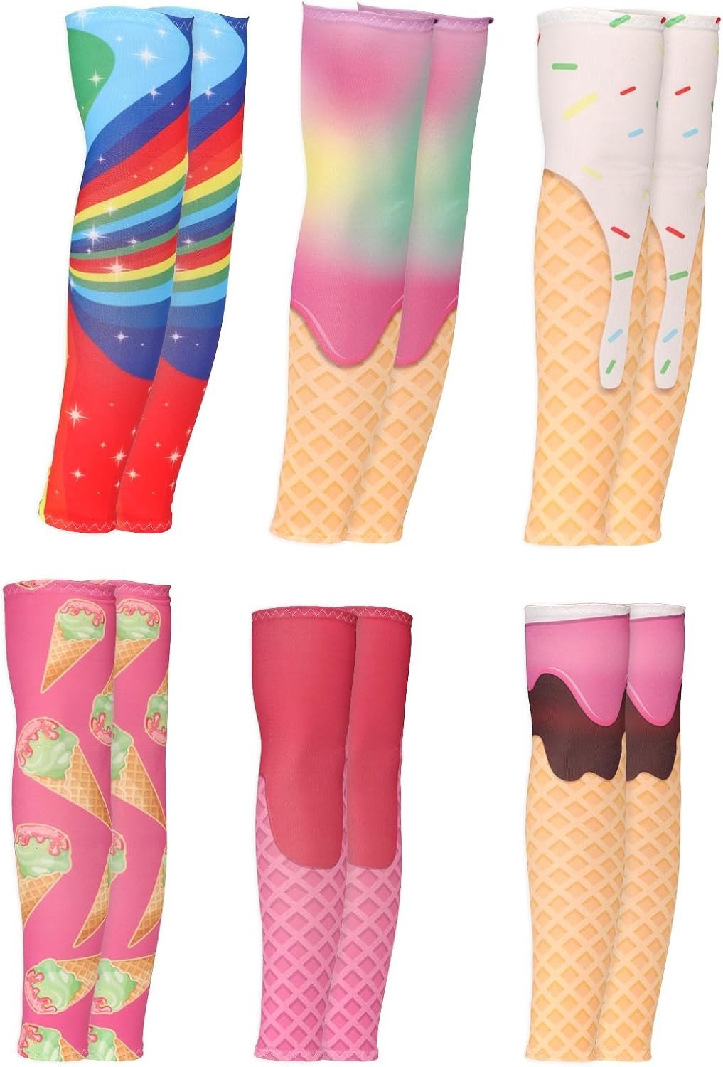 Kleurige Arm Sleeves voor Zonbescherming en Koeling, Compressie Mouwen voor Sporten zoals Honkbal, Volleybal en Voetbal