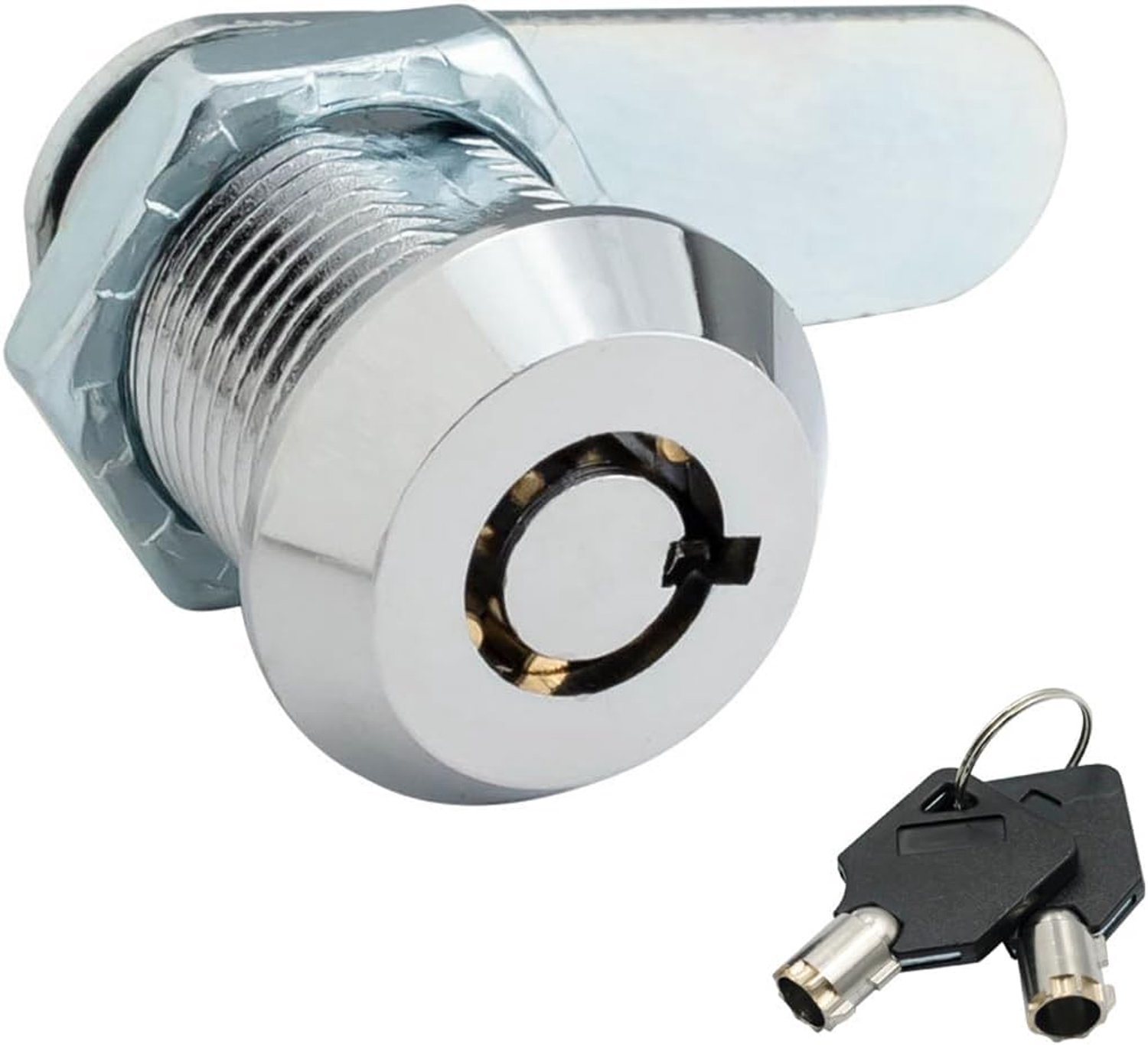 Grobo Schroefdraad Pijphendelslot 25 mm Zinklegering Verchroomd Nokkenslot met Sleutels voor Deurladekast Brievenbus
