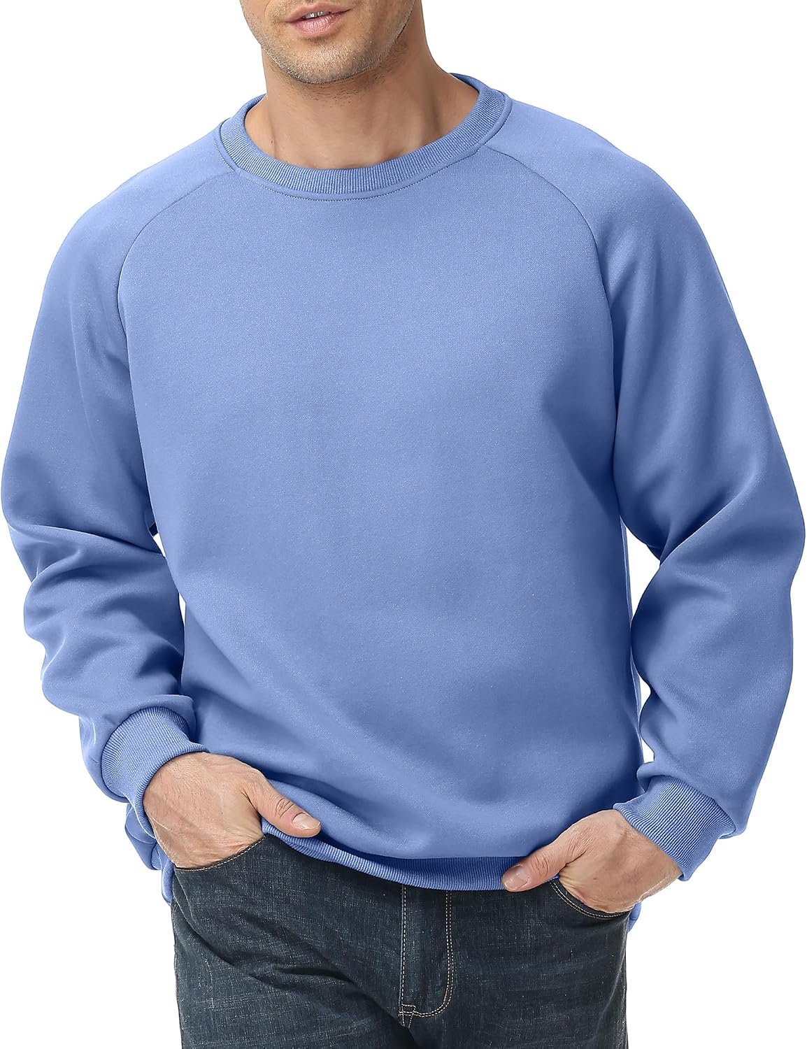 Sweatshirt voor heren van 100% katoen – zacht, warm en ademend sweatshirt met dubbellaagse stof voor dagelijks gebruik en vrije tijd