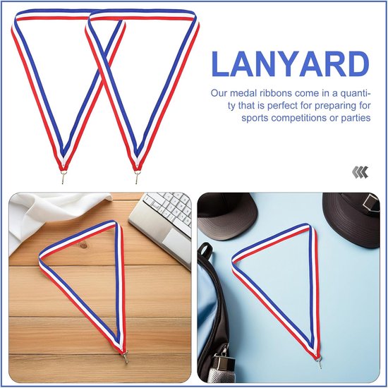50 Stuks Rood Wit Blauw Medaille Linten met Stevige Clip Verstelbare Zachte Halsband voor Sportevenementen Groepsprijzen Feestelijke Onderscheiding Dragen — afbeelding 5