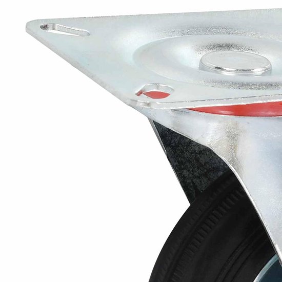12 stuks zwenkwielen 100 mm met rubberen wiel en zinkcoating, stille zwenkwielen met hoog draagvermogen voor gebruik binnenshuis — afbeelding 4
