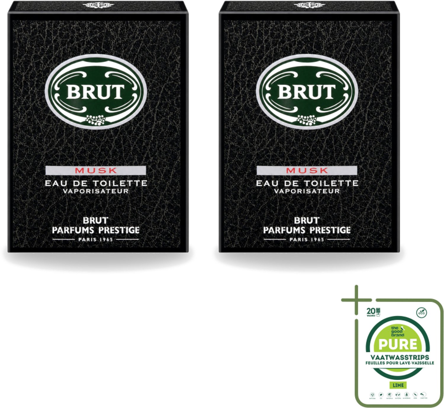 2 x Brut – Eau de Toilette – Musk – 100 ml - Grootverpakking - Vaatwasstrips - Brut Musk - Eau De Toilette - Geur - Mannenparfum - Citrus