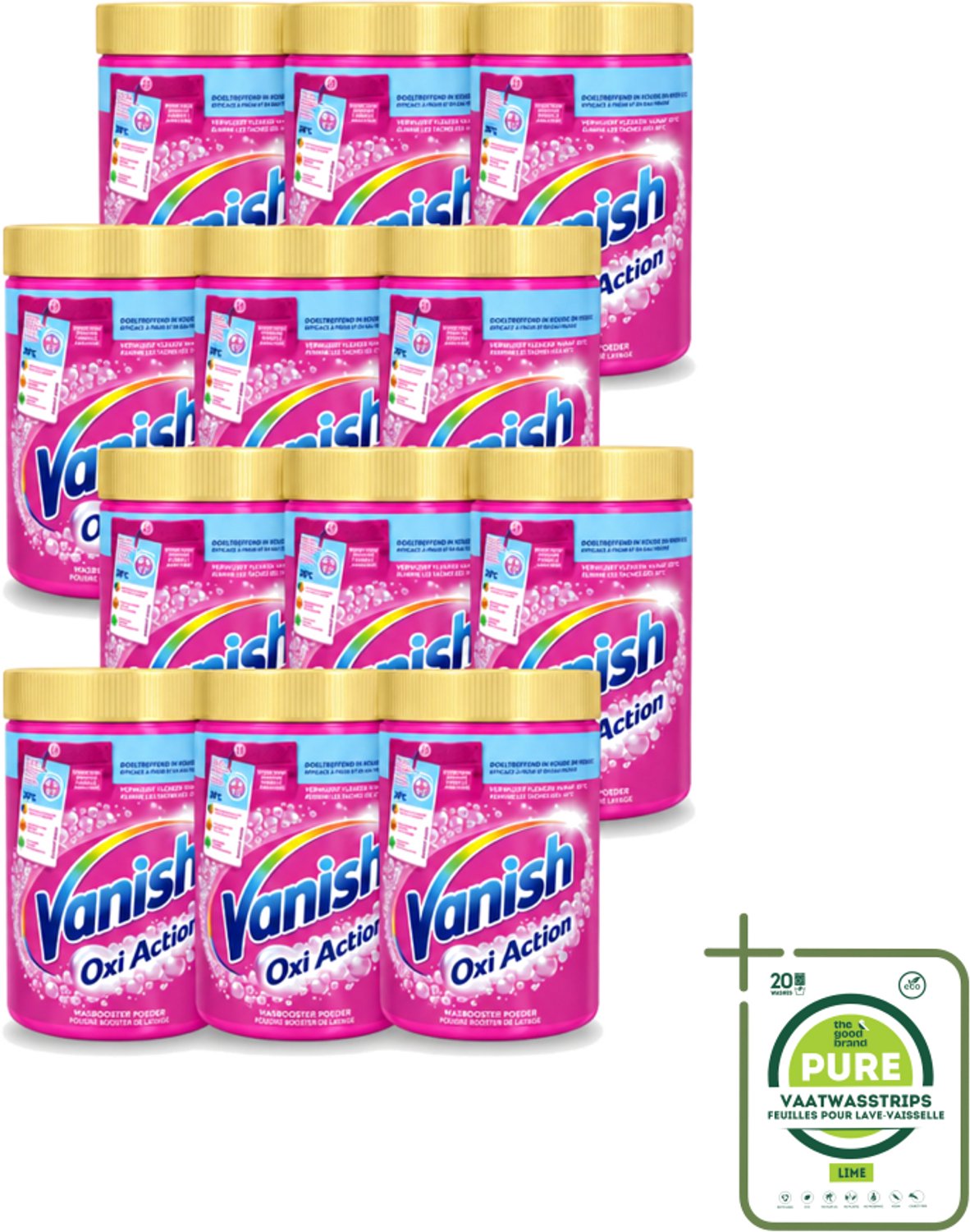 12 x Vanish – Wasbooster Poeder – Oxi Action Gekleurde & Witte Was – 710 g - Grootverpakking - Vaatwasstrips - Wasbooster Poeder - Vlekverwijderaar - Bleekvrije Was - Zuurstofwerking - Koud Water Was