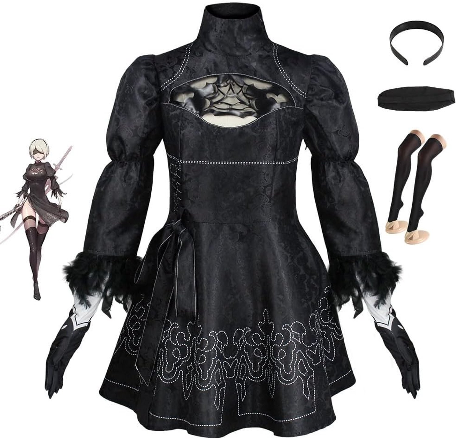 2B Cosplay Kostuum voor Volwassenen - Perfect voor Feesten, Theatrale Optredens en Anime Evenementen