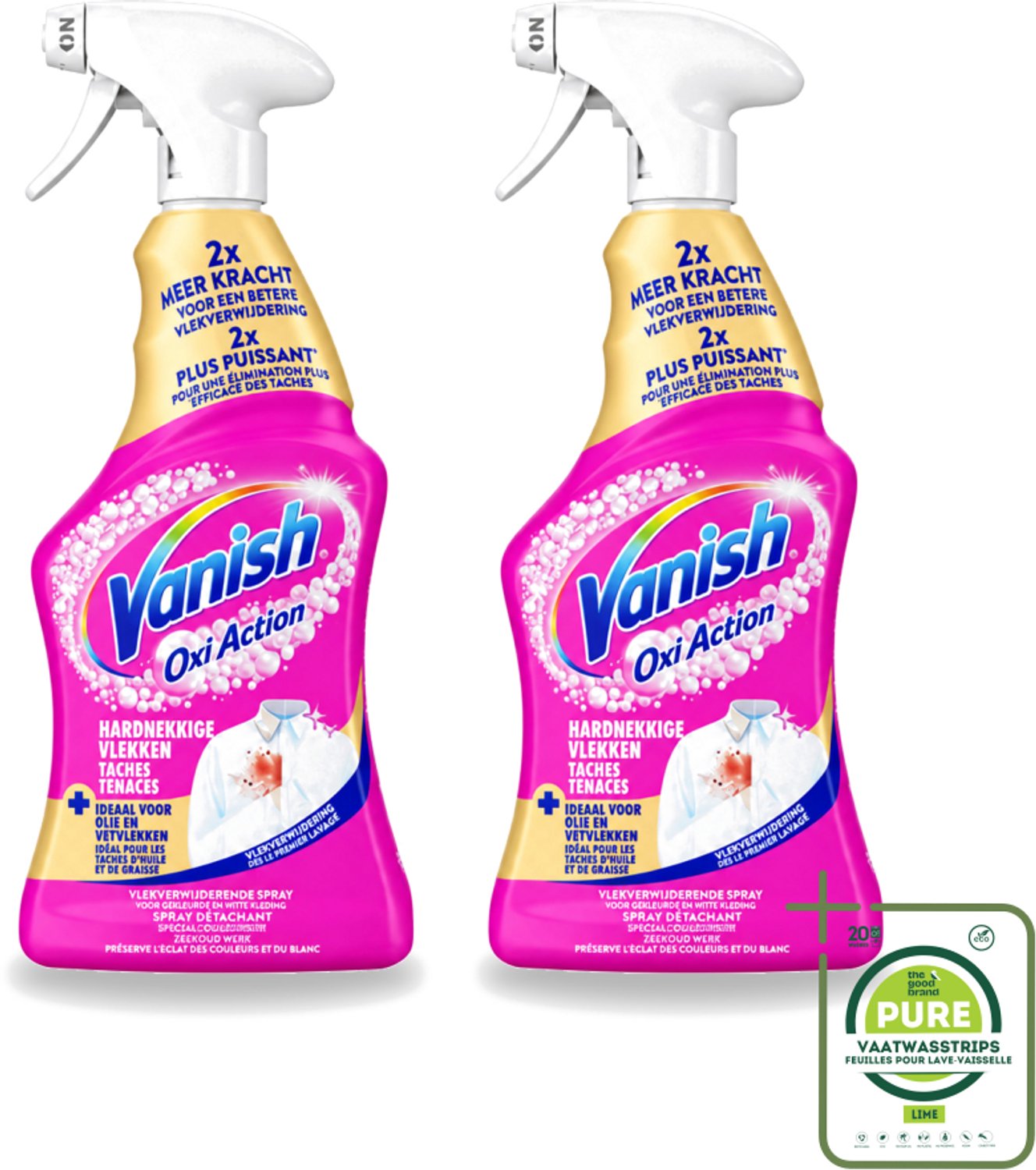 2 x Vanish – Vlekverwijderaar Spray – Hardnekkige Vlekken – 500 ml - Grootverpakking - Vaatwasstrips - Vlekkenverwijderaar - Hardnekkige Vlekken - Textiel Reinigen - Wasmiddel - Vlek Verwijderen
