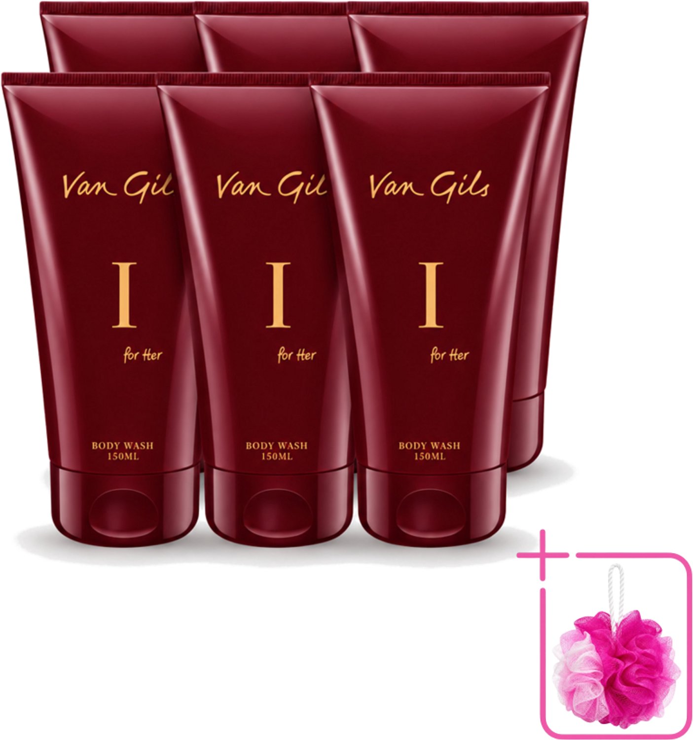 6 x Van Gils - Douchegel - I for Her - Zachte Reiniging & Luxe Geurbeleving - 150 ml - Bulkverpakking - Douchegel vrouwelijk - Douchemop - Reiniging huid