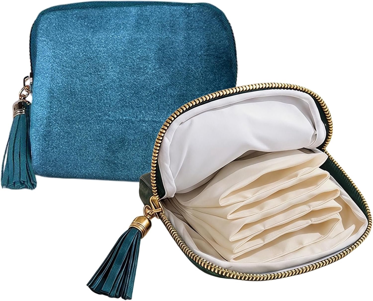 2 x kleine sieradendoos voor op reis, draagbaar, blauw - ShopVlot
