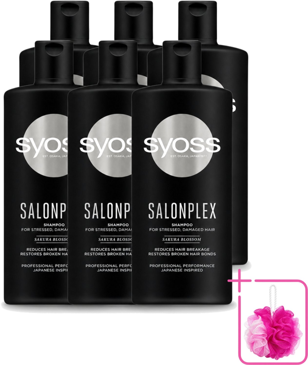 6 x Syoss Salonplex Shampoo - Shampoo - Bescherming - 440 ml - Bulkverpakking - Shampoo haar bescherming - Douchemop - Salonplex shampoo