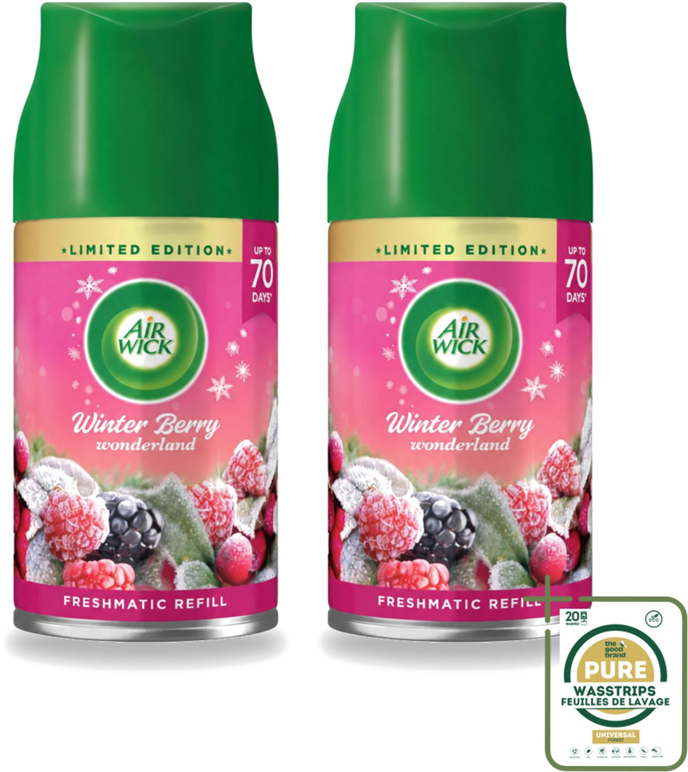 2 x Air Wick Freshmatic – Automatische Luchtverfrisser Navulling – Winter Berry Wonderland - 250 ml - Automatische Luchtverfrisser - Winterse Geur - Bessen Geur - Frisse Geur - Luchtverfrisser