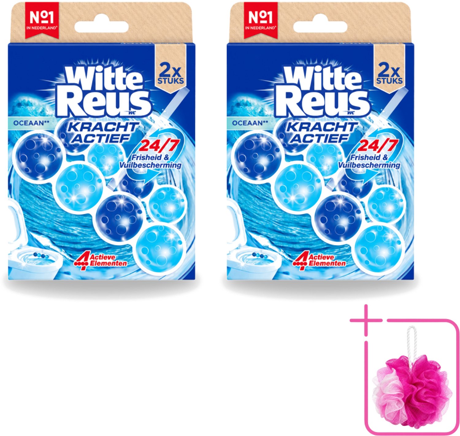 2 x Witte Reus – Toiletblok – Kracht Actief Oceaan – Duo Pack - Bulkverpakking - Toiletblok - Douchemop - Reiniging