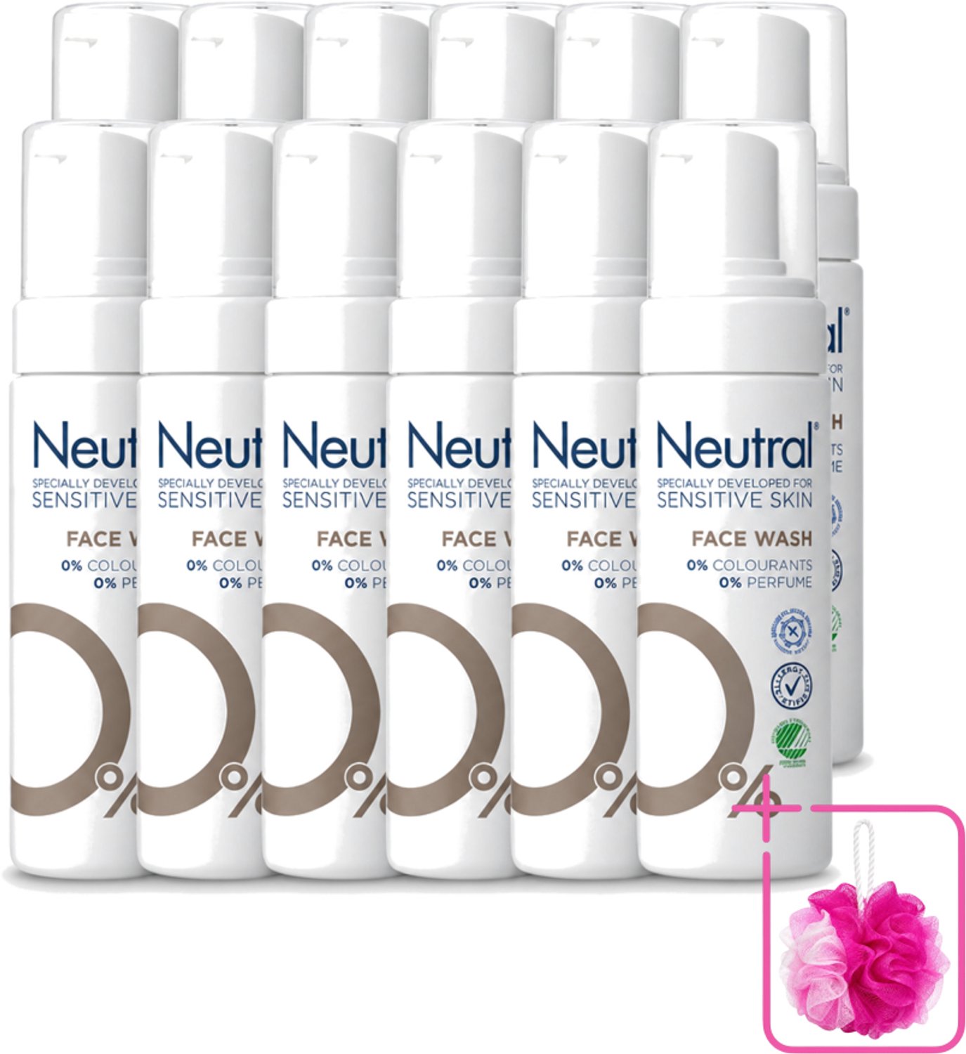 12 x Neutral – Gezichtsreiniging – Face Wash 0% Parfumvrij – 150 ml - Bulkverpakking - Gezichtsreiniger - Douchemop - Huidverzorging