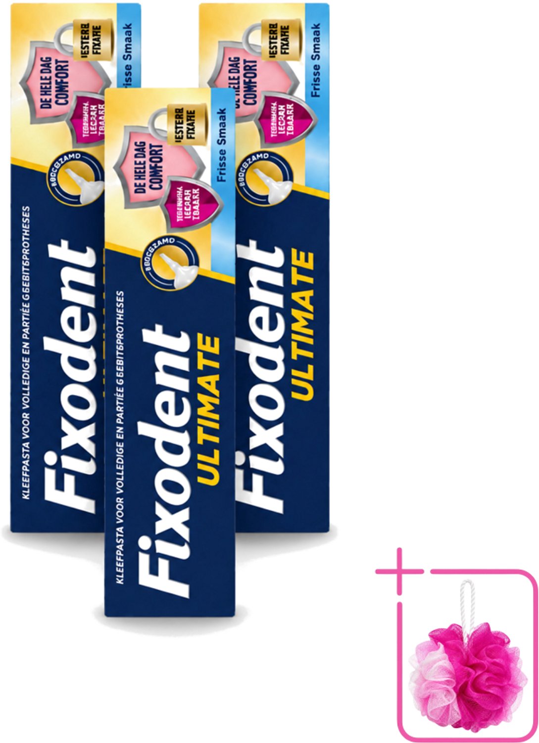 3 x Fixodent – Kleefpasta – Ultimate Fresh – 40 g - Bulkverpakking - Kleefpasta kunstgebit - Douchemop - Kunstgebit fixatie