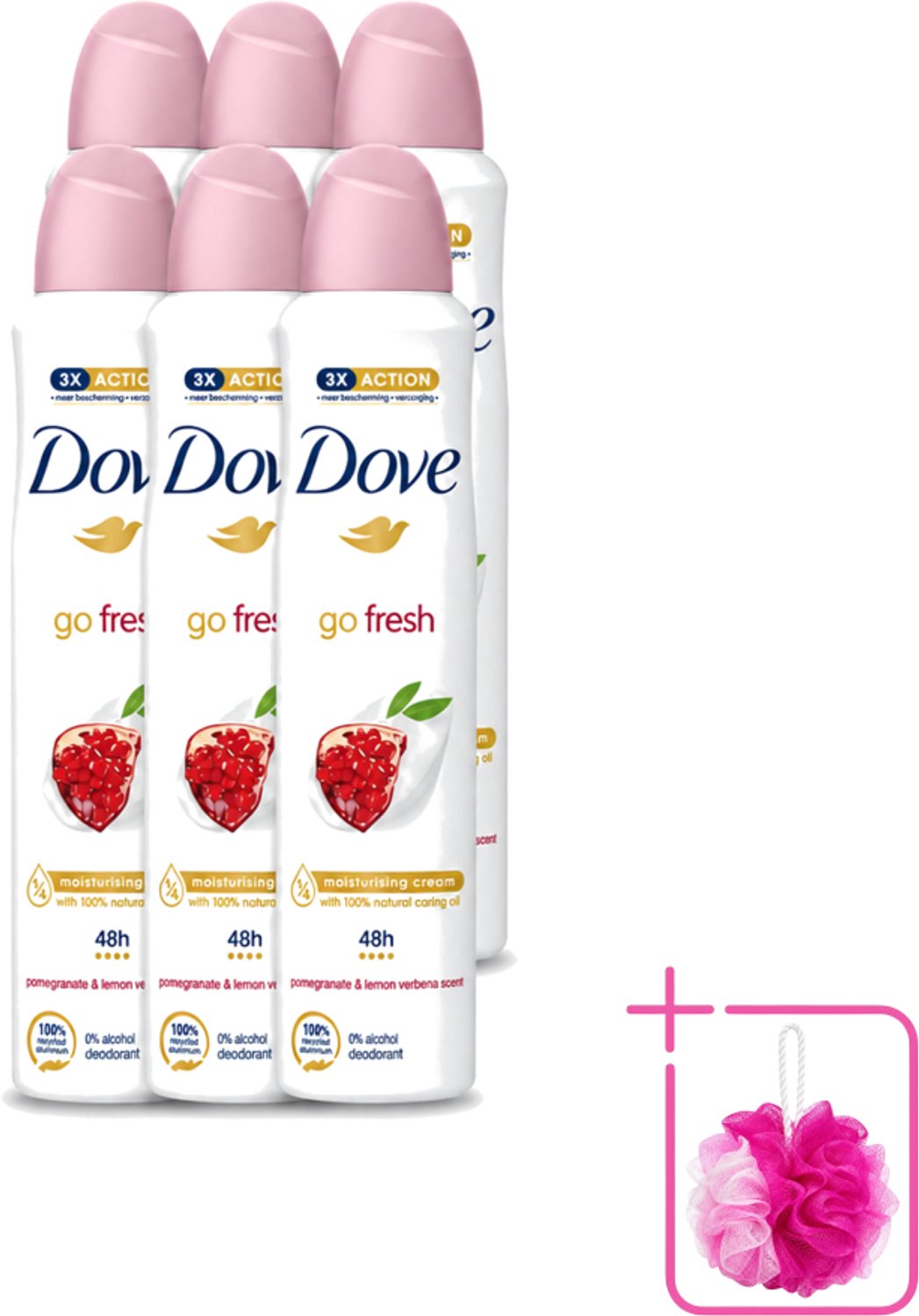 6 x Dove - Deodorant - Spray Go Fresh - Granaatappel - Fruitige geur - 250 ml - Bulkverpakking - Dove Deodorant Spray - Geurige anti-transpirant