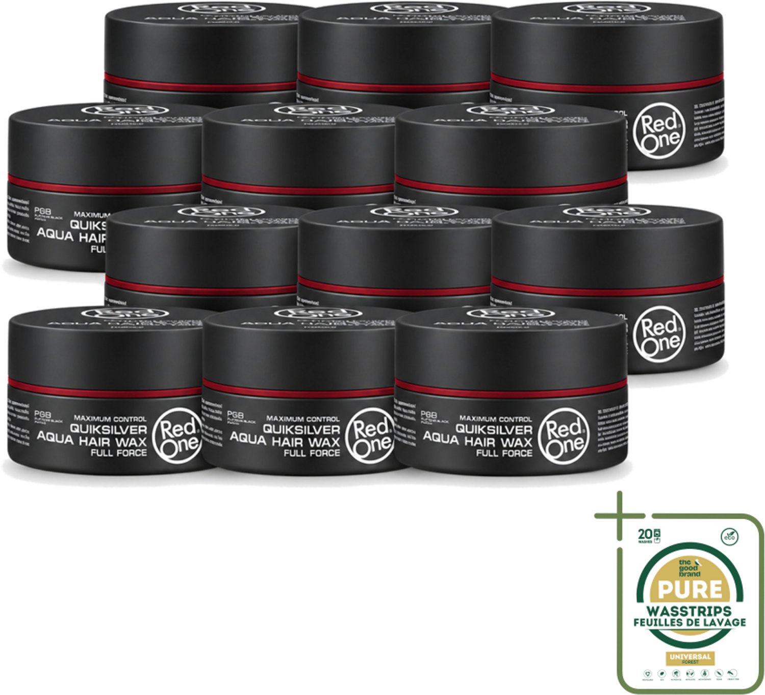 12 x Red One - Haarwax - Quicksilver - Aqua Hair Wax - Voor Sterke Hold & Glans - 150 ml - Haarwax - Hold - Glans - Waterbasis - Restylen