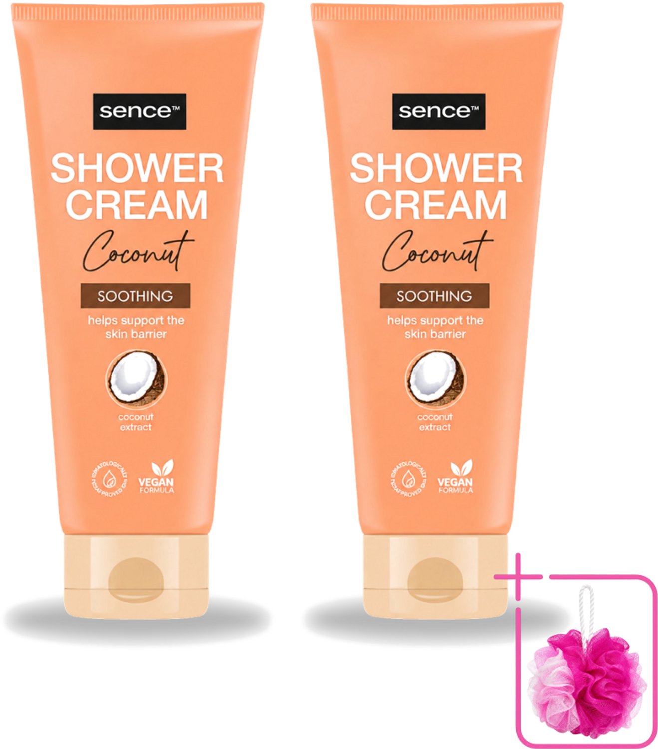2 x Sence - Coconut - Douchecrème - Verzorgend - 200 ml - Bulkverpakking - Douchecrème kokos - Douchemop - Kokos geur