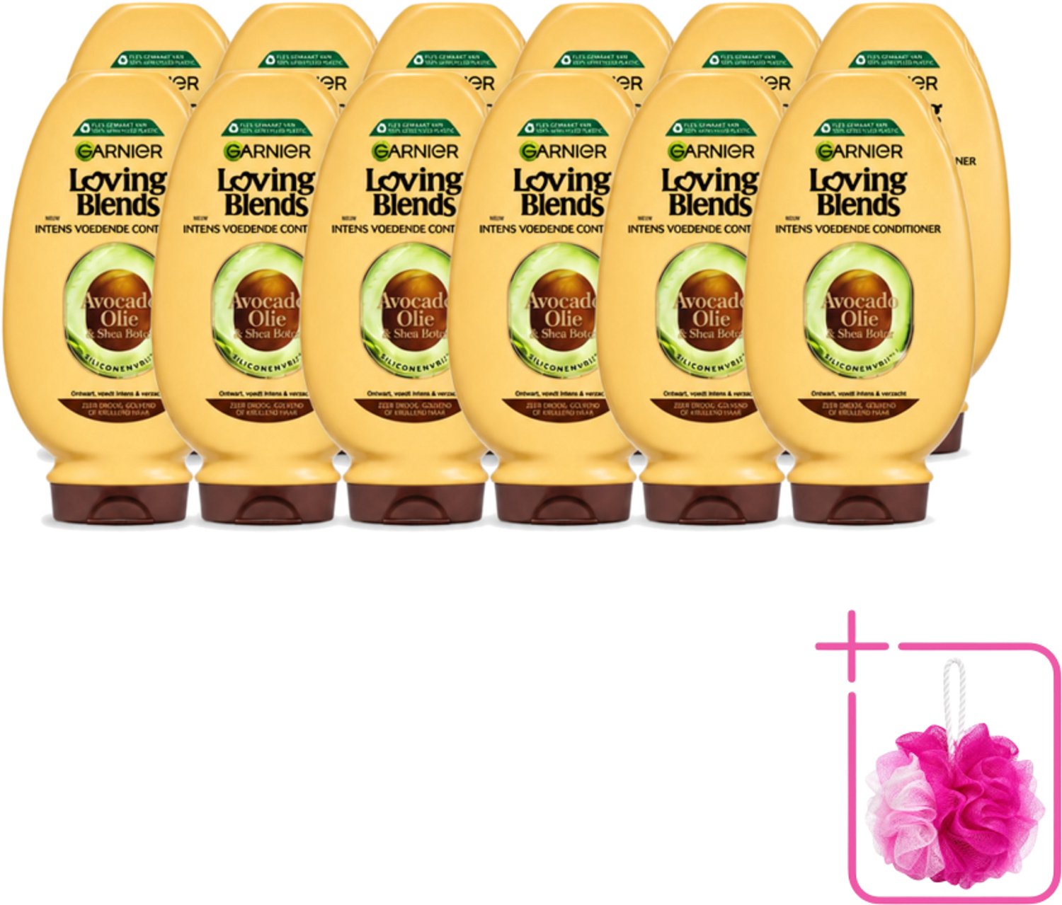 12 x Garnier - Loving Blends - Conditioner - Avocado Olie & Shea Boter - Zeer Droog of Pluizig Haar - 250 ml - Bulkverpakking - Avocado Olie - Douchemop - Shea Boter