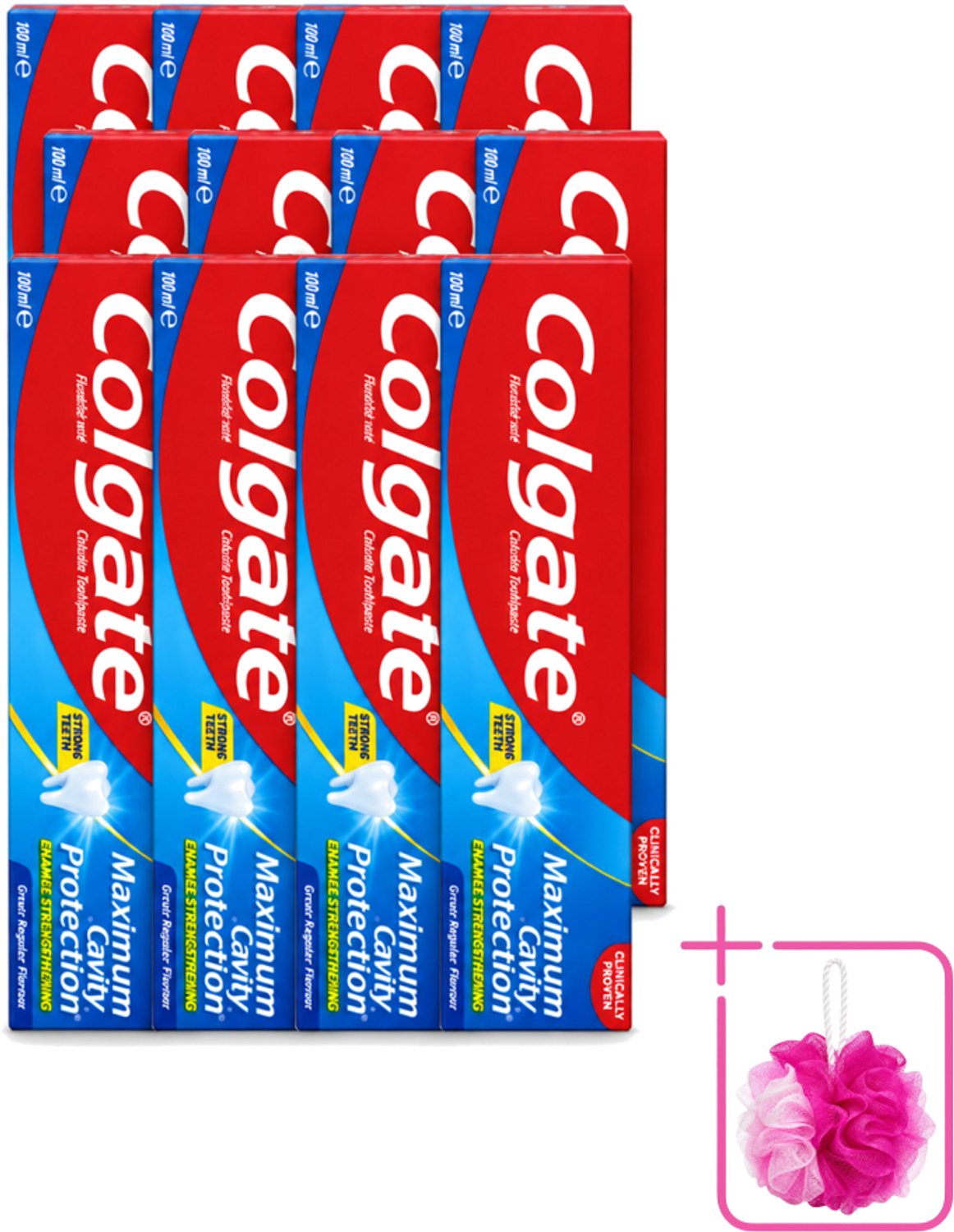 12 x Colgate - Maximum Cavity Protection - Tandpasta - 100ml - Bulkverpakking - Tandpasta - Douchemop - Gaatjesbescherming