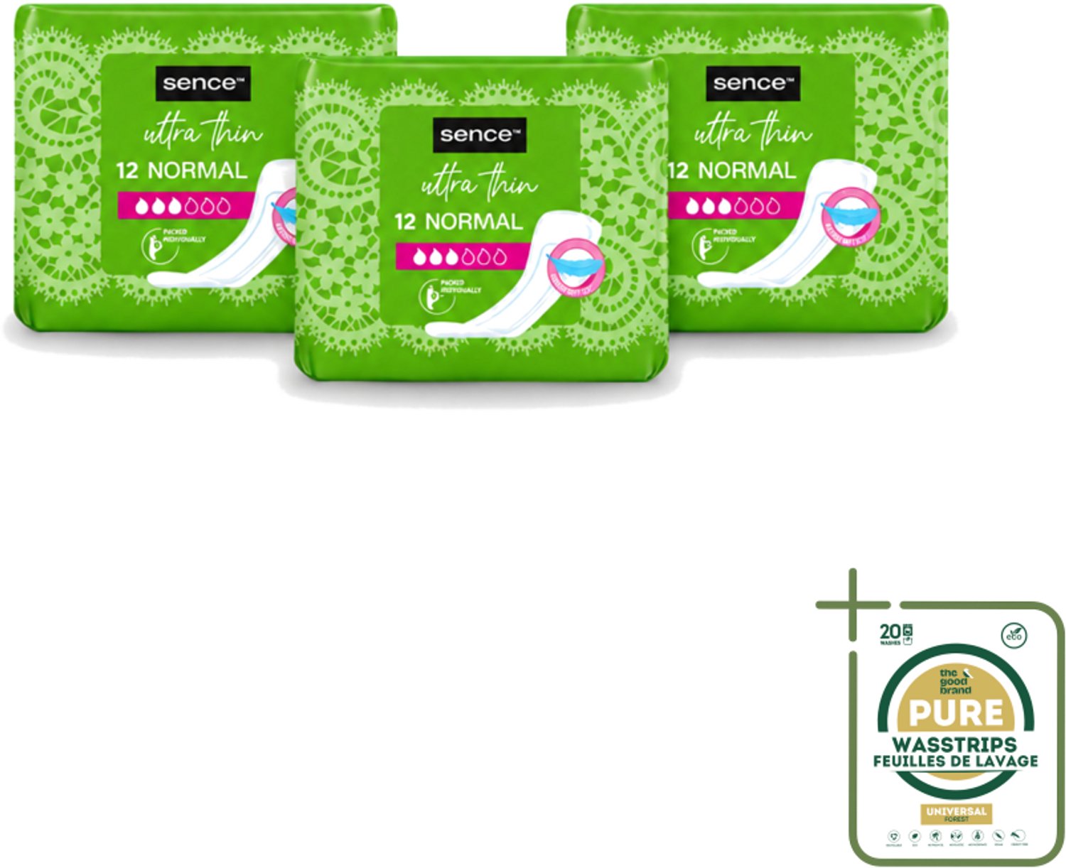 3 x Sence - Normaal - Maandverband - Zonder Vleugels - 12 Maandverbanden - Maandverband - Menstruatie - Maandverband Zonder Vleugels - Normale Menstruatie - Hygiëne