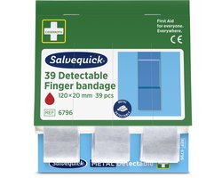 Salvequick Refill 6796 - detectable lange vingerpleister - 6 x navulling - HACCP blauw