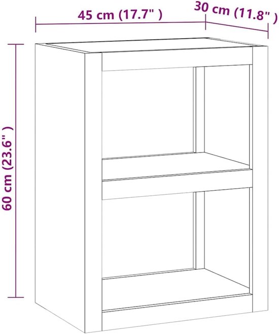 Bijzettafel massief hout teak, opbergtafel 45x30x60 cm, bruin — afbeelding 3