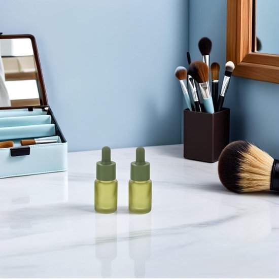 3 Stuks Groene Matte Glazen Druppelflessen Navulbare Pipetflessen voor Essentiële Oliën Aromatherapie Reizen Draagbare Hervulbare Vloeistofcontainers — afbeelding 2